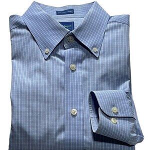 Haspel Mens Blue Checkered Long-Sleeve Button-Up Shirt Size M